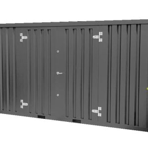 Antracietgrijze demontabele container 5 x 2 meter met dubbele deur lange zijde